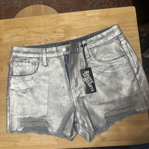 Boots & Barkley Metallic Silver Jean Shorts